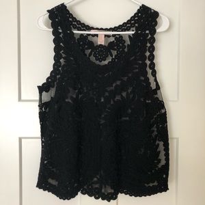 Forever21 Black Lace Sleeveless Top size X-Small